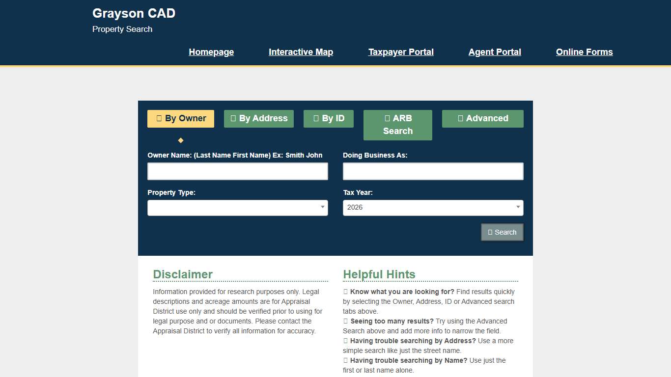 Grayson CAD Property Search